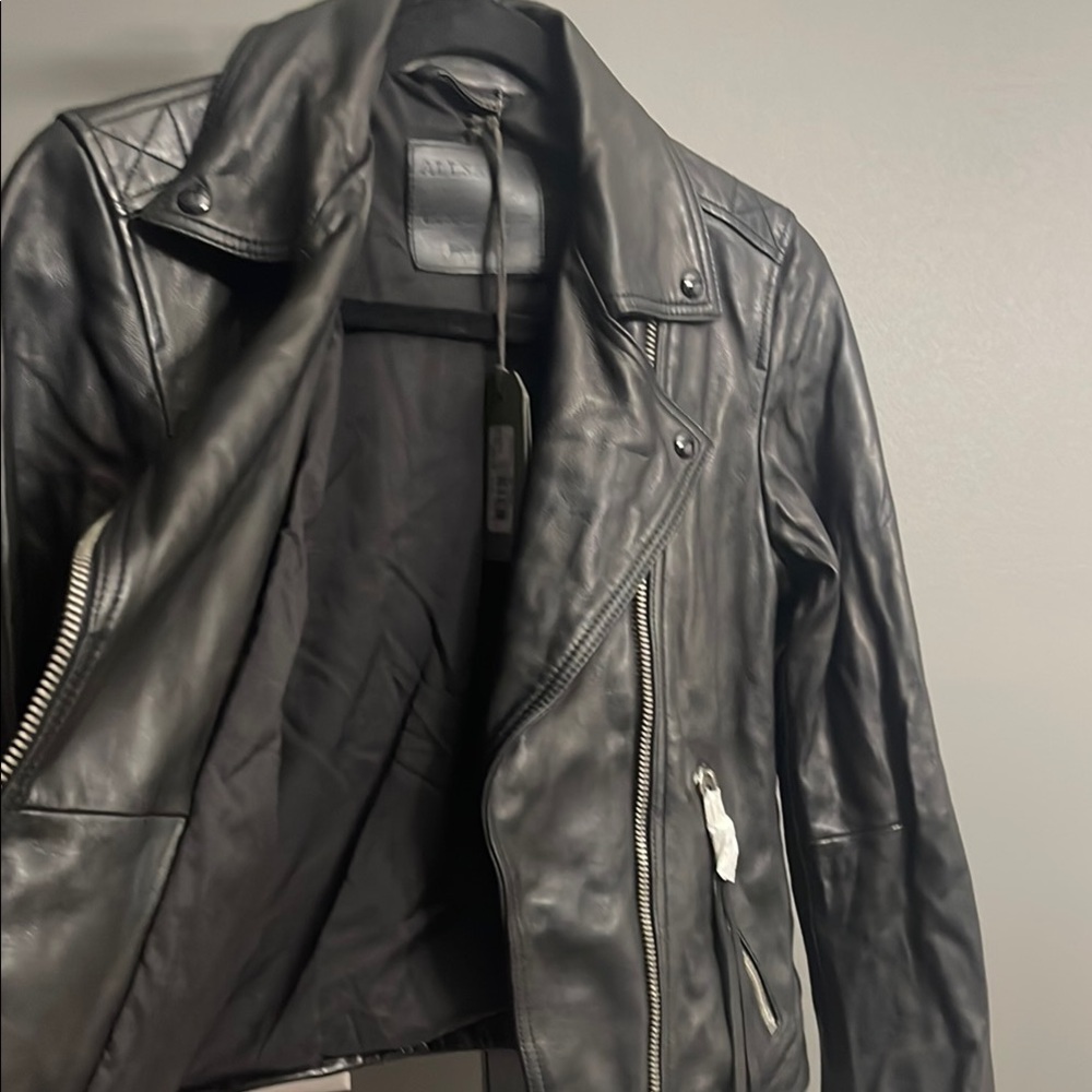 NWT, ALLSAINTS Black Leather Jacket - Picture 8 of 9
